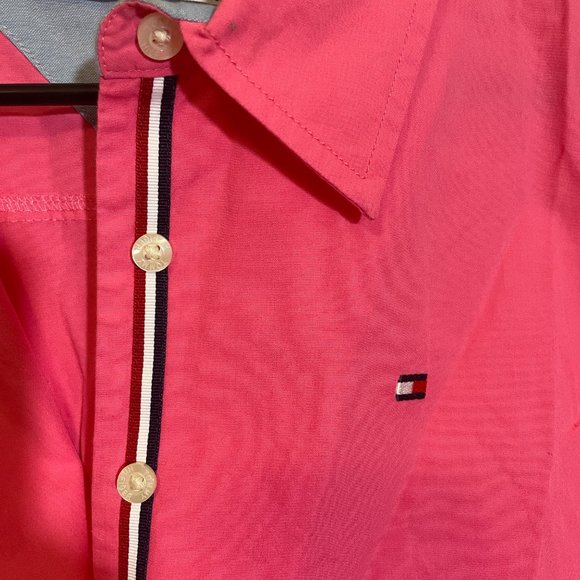 Tommy Hilfiger Jeans Pink Tie-front Long Sleeve Button Down Shirt XL - Picture 2 of 11